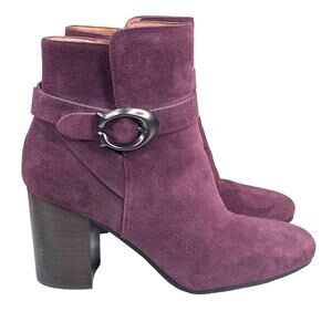 Coach Women’s Delaney Oxblood Suede Side Zip Casual Bootie Size 6.5